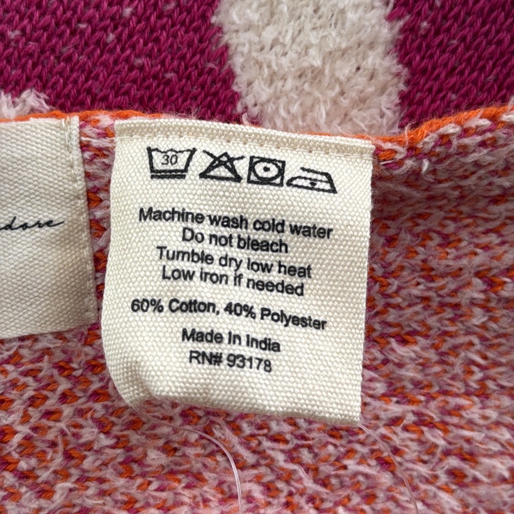 Chelsea & Theodore Peace Symbol & Flower Decrative Throw. Orange Pink & White. - Picture 9 of 13